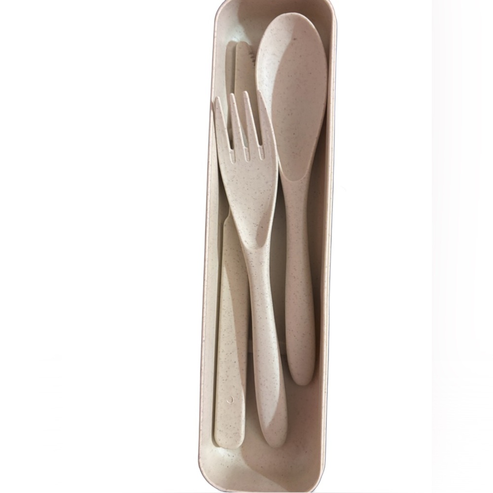 REUSABLE TRAVEL UTENSILS SET WITH CASE BEIGE NWOT - Picture 6 of 11